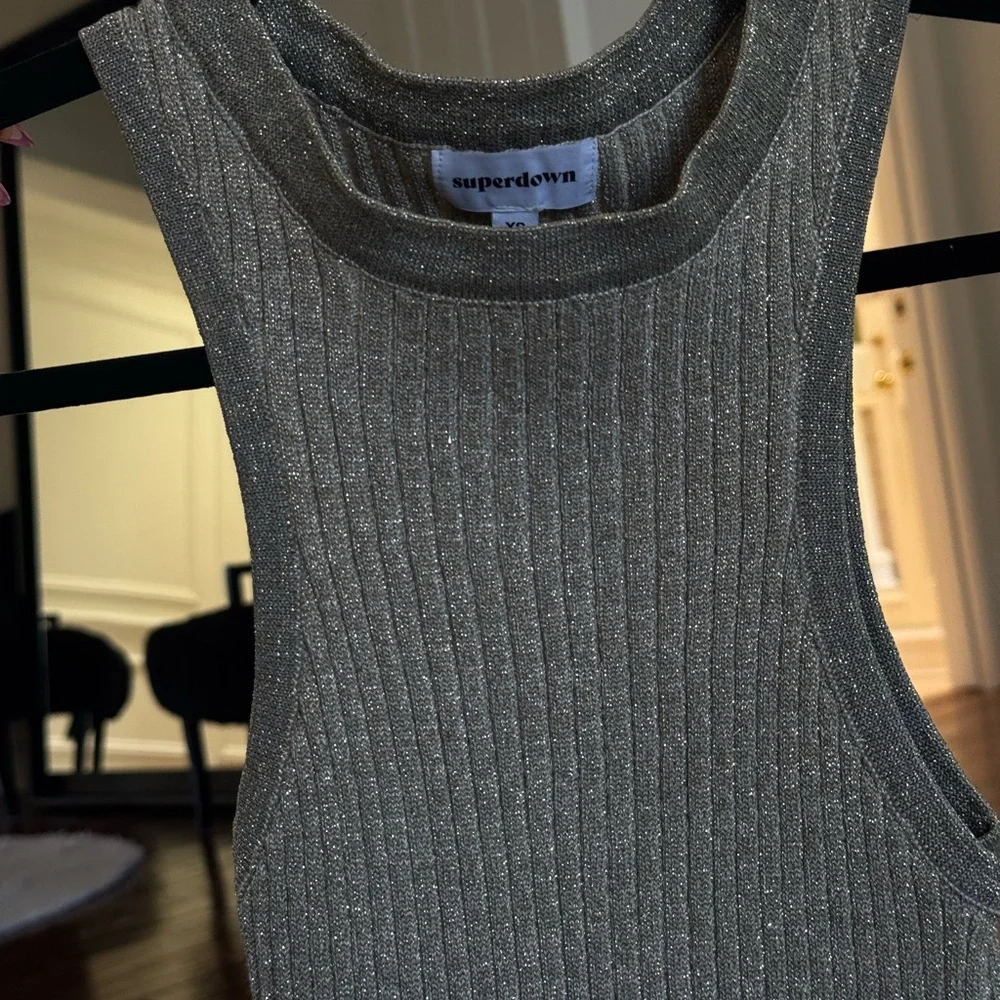 superdown Metallic Gold Ribbed Tank - Picture 6 of 6